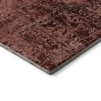 8' Merlot And Ivory Abstract Washable Round Rug With UV Protection