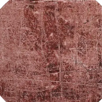 8' Merlot And Ivory Abstract Washable Round Rug With UV Protection