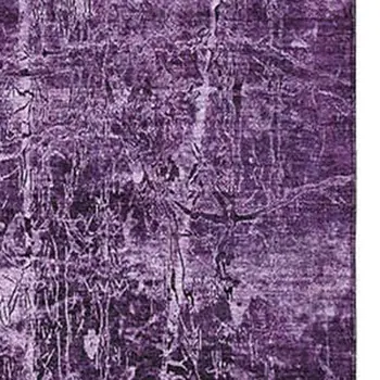 8' X 10' Purple And Ivory Abstract Washable Area Rug With UV Protection