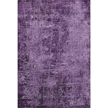 9' X 12' Purple And Ivory Abstract Washable Area Rug With UV Protection