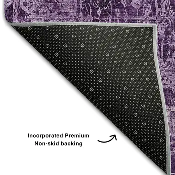 10' X 14' Purple And Ivory Abstract Washable Area Rug With UV Protection
