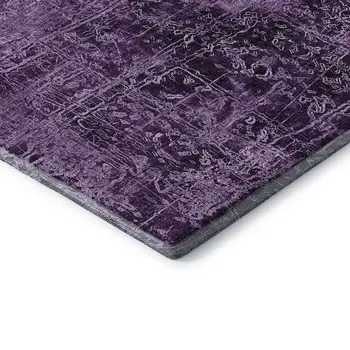 10' X 14' Purple And Ivory Abstract Washable Area Rug With UV Protection