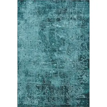 9' X 12' Teal And Ivory Abstract Washable Area Rug With UV Protection