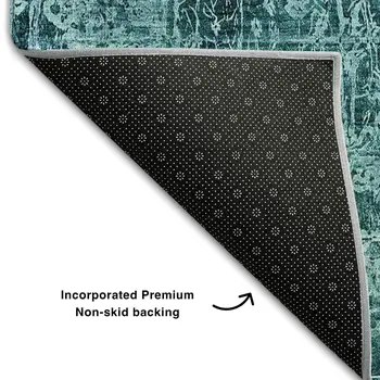 10' X 14' Teal And Ivory Abstract Washable Area Rug With UV Protection