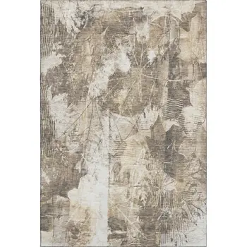 9' X 12' Beige And Ivory Floral Washable Area Rug With UV Protection