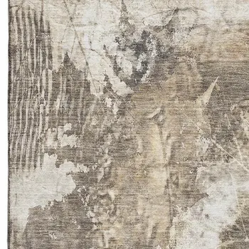 10' X 14' Beige And Ivory Floral Washable Area Rug With UV Protection