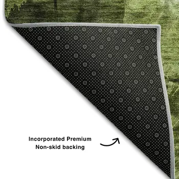 9' X 12' Green And Ivory Floral Washable Area Rug With UV Protection