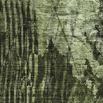 9' X 12' Green And Ivory Floral Washable Area Rug With UV Protection