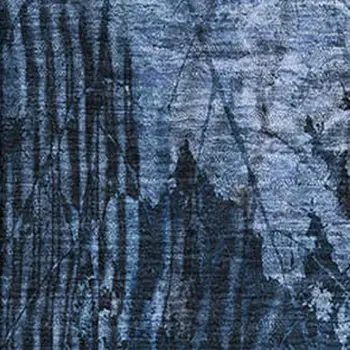 9' X 12' Navy Blue And Ivory Floral Washable Area Rug With UV Protection