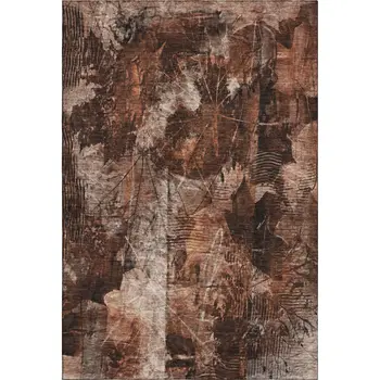 3' X 5' Rust And Ivory Floral Washable Area Rug With UV Protection