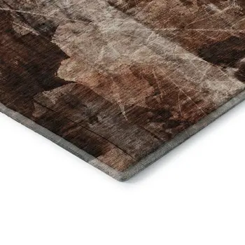 10' X 14' Rust And Ivory Floral Washable Area Rug With UV Protection