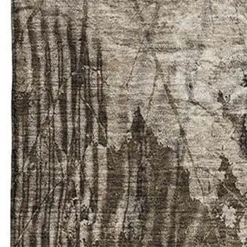 3' X 5' Taupe And Ivory Floral Washable Area Rug With UV Protection