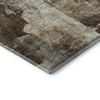 9' X 12' Taupe And Ivory Floral Washable Area Rug With UV Protection