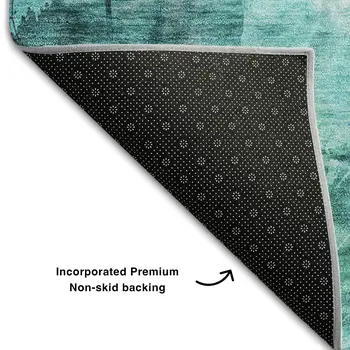 3' X 5' Teal And Ivory Floral Washable Area Rug With UV Protection
