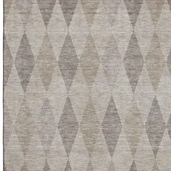 5' X 8' Beige And Gray Geometric Washable Area Rug With UV Protection