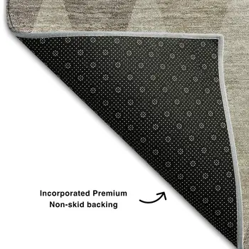 8' X 10' Beige And Gray Geometric Washable Area Rug With UV Protection