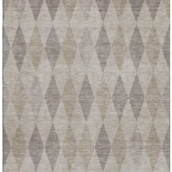 8' X 10' Beige And Gray Geometric Washable Area Rug With UV Protection