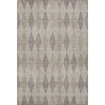 8' X 10' Beige And Gray Geometric Washable Area Rug With UV Protection