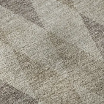 9' X 12' Beige And Gray Geometric Washable Area Rug With UV Protection
