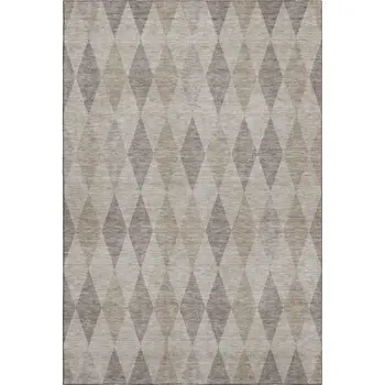 10' X 14' Beige And Gray Geometric Washable Area Rug With UV Protection