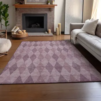 3' X 5' Blush And Purple Geometric Washable Area Rug With UV Protection