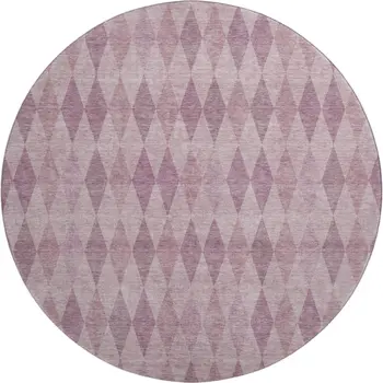 8' Blush And Purple Geometric Washable Round Rug With UV Protection