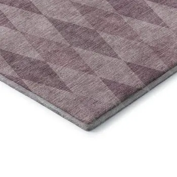 8' Blush And Purple Geometric Washable Round Rug With UV Protection