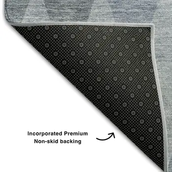 8' X 10' Denim Blue And Ivory Geometric Washable Area Rug With UV Protection