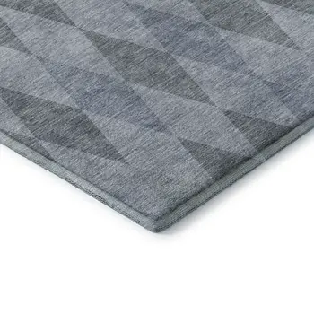8' X 10' Denim Blue And Ivory Geometric Washable Area Rug With UV Protection