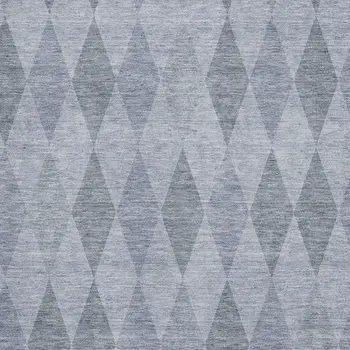 8' X 10' Denim Blue And Ivory Geometric Washable Area Rug With UV Protection