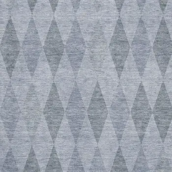 9' X 12' Denim Blue And Ivory Geometric Washable Area Rug With UV Protection