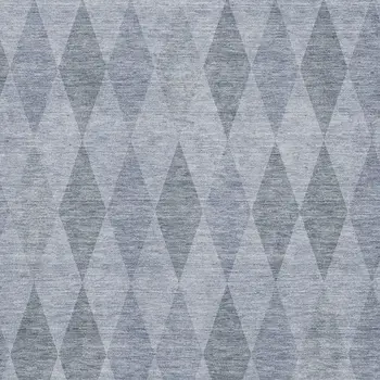 10' X 14' Denim Blue And Ivory Geometric Washable Area Rug With UV Protection