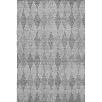 3' X 5' Gray And Ivory Geometric Washable Area Rug With UV Protection