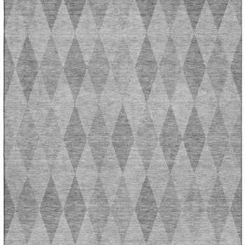 3' X 5' Gray And Ivory Geometric Washable Area Rug With UV Protection