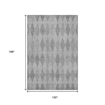 10' X 14' Gray And Ivory Geometric Washable Area Rug With UV Protection