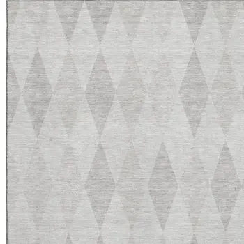 5' X 8' Ivory And Gray Geometric Washable Area Rug With UV Protection