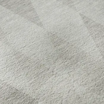 8' Ivory And Gray Geometric Washable Round Rug With UV Protection