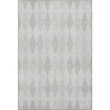 8' X 10' Ivory And Gray Geometric Washable Area Rug With UV Protection