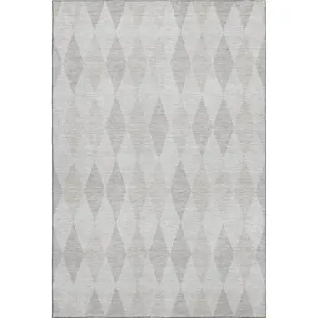 9' X 12' Ivory And Gray Geometric Washable Area Rug With UV Protection