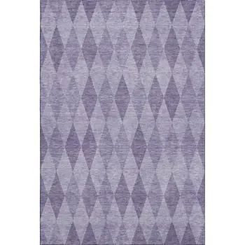 3' X 5' Purple And Ivory Geometric Washable Area Rug With UV Protection
