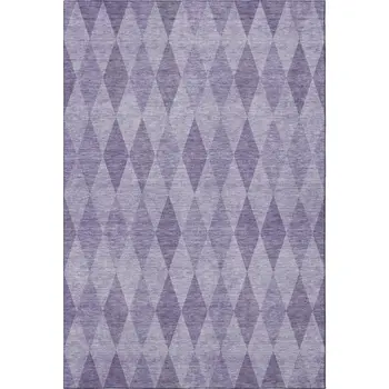 3' X 5' Purple And Ivory Geometric Washable Area Rug With UV Protection