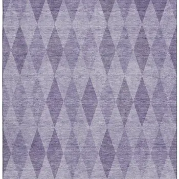 5' X 8' Purple And Ivory Geometric Washable Area Rug With UV Protection
