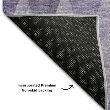 8' X 10' Purple And Ivory Geometric Washable Area Rug With UV Protection