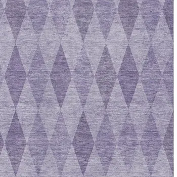 8' X 10' Purple And Ivory Geometric Washable Area Rug With UV Protection