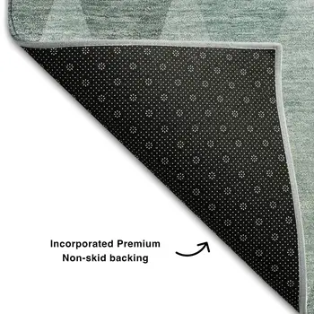 3' X 5' Teal And Gray Geometric Washable Area Rug With UV Protection