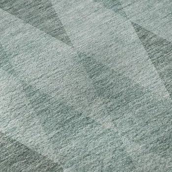10' X 14' Teal And Gray Geometric Washable Area Rug With UV Protection