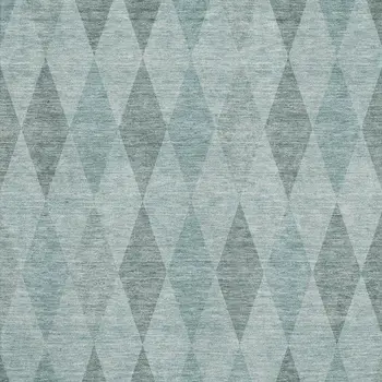 10' X 14' Teal And Gray Geometric Washable Area Rug With UV Protection