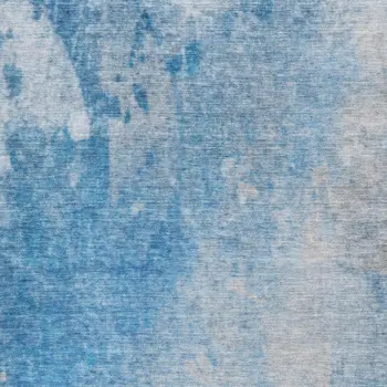 9' X 12' Blue And Gray Abstract Washable Area Rug With UV Protection