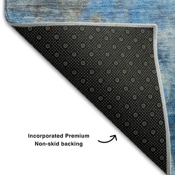 10' X 14' Blue And Gray Abstract Washable Area Rug With UV Protection