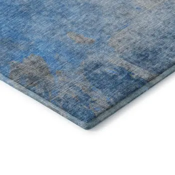 10' X 14' Blue And Gray Abstract Washable Area Rug With UV Protection